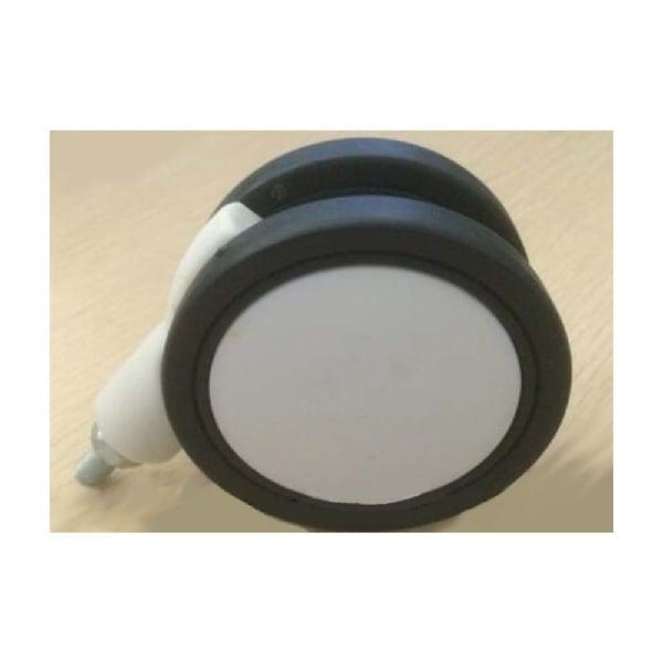 3" Black-White Twin Wheels Caster - M8 Threaded Stem