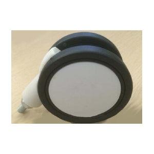 3" Black-White Twin Wheels Caster - M8 Threaded Stem
