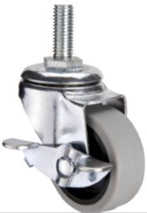 3"inch Caster Wheel 44 Lbs - Center Brake - TPR - M10 Threaded Stem