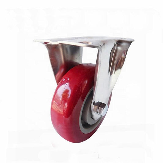 3"inch Caster Wheel Stainless Steel PU Fixed - Top Plate Mount