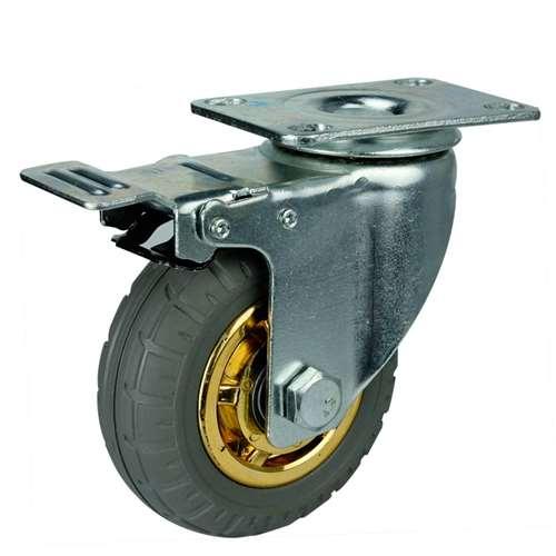 3"inch Caster Wheel - Brake Rubber - Top Plate Mount