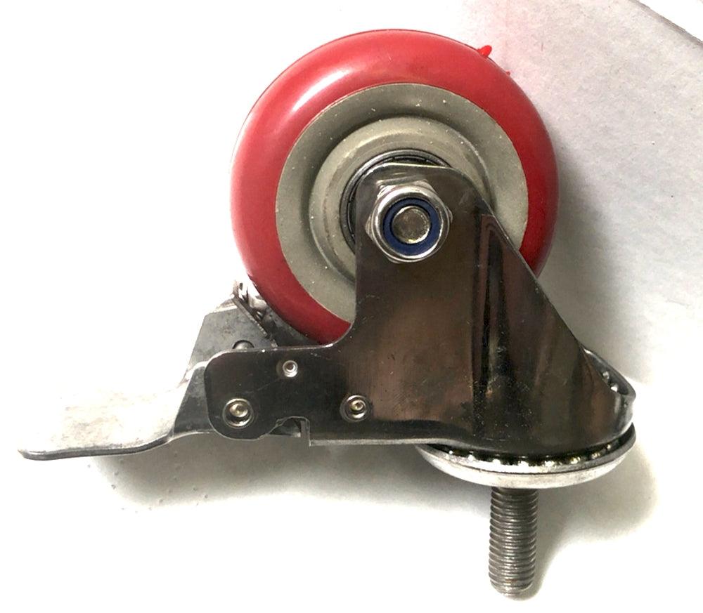 3" Stainless Steel Caster PU Wheel - Stem & Brakes