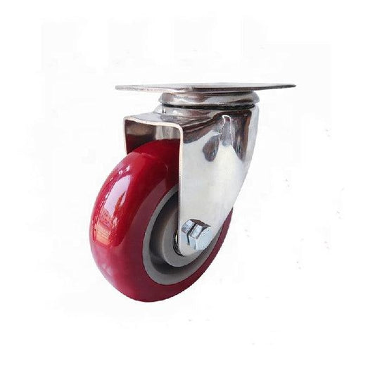 3" Stainless Steel Caster PU Wheel - Top Plate Mount