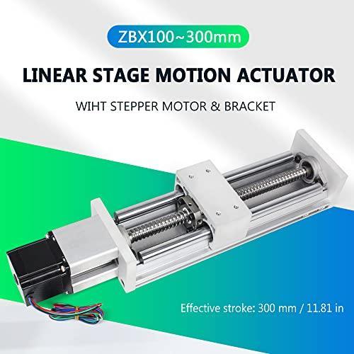 300mm Stroke CNC Linear Stage Motion Actuator, Double Optical Axis X Y Z Axis Linear Slide Rail Aluminum Alloy Cross Sliding Table SBR16 Linear Rail Guide SFU1605 Ballscrew for CNC