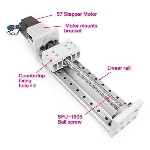 300mm Stroke CNC Linear Stage Motion Actuator X Y Z Axis Linear Slide Rail Aluminum Alloy Cross Sliding Table Linear Rail Guide SFU1605 Ballscrew+Nema23 57 Stepper Motor for CNC