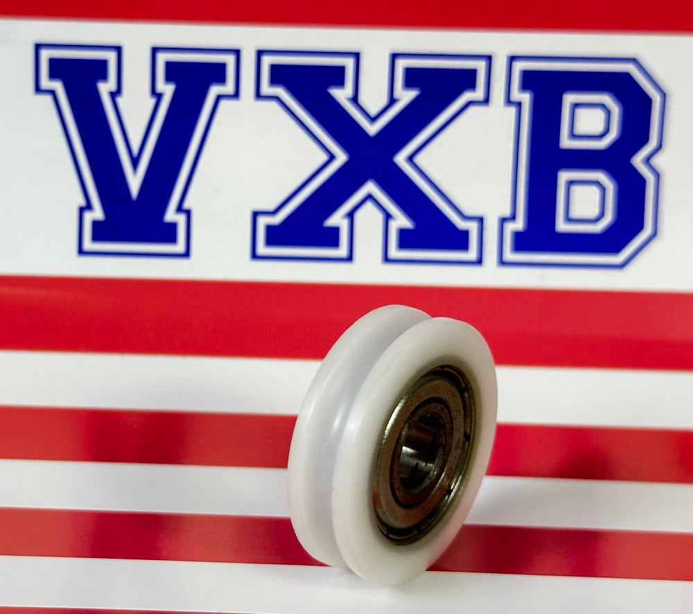 8mm Bore Bearing - 28mm Round Nylon Pulley U-Groove Track Roller Bearing 8x28x8mm