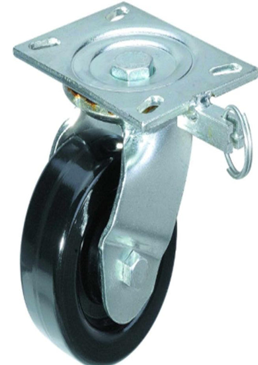 4"inch Caster Wheel 441 Lbs - Center Brake Phenolic - 0-180ºC - Top Plate Mount
