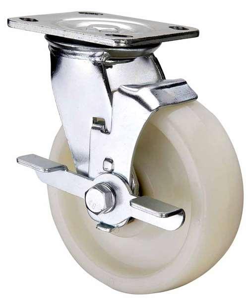 4"inch Heavy Duty Caster Wheel 1102 Lbs Side Brake Polyamide (Nylon) - Top Plate Mount