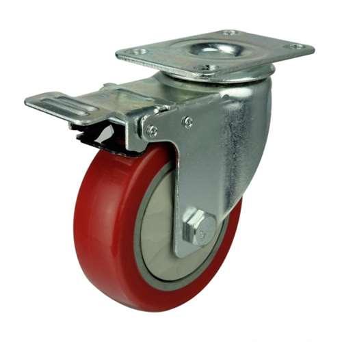 4"inch Caster Wheel 154 Lbs - Brake - PVC - Top Plate Mount