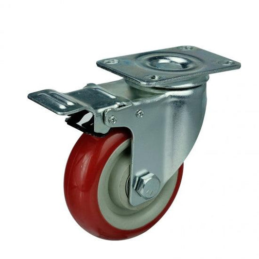 4"inch Caster Wheel - Brake - PVC - Top Plate Mount