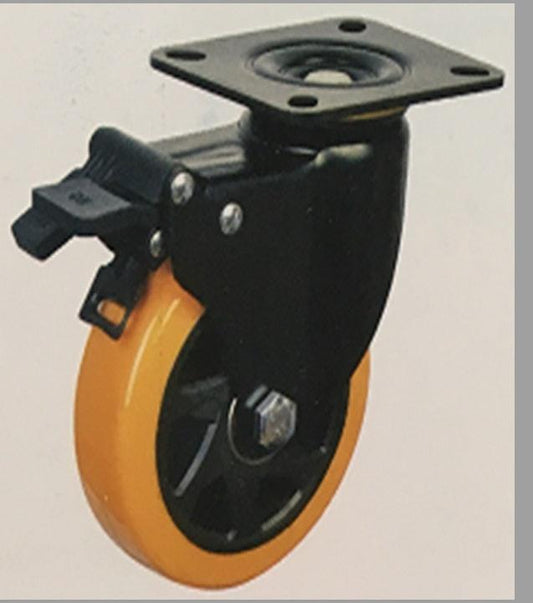 4"inch Caster Wheel 551 Lbs - Brake PU - Polypropylene - Top Plate Mount