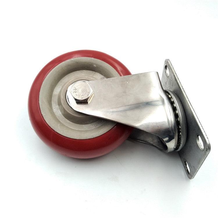 4" Stainless Steel Caster PU Wheel - Top Plate Mount