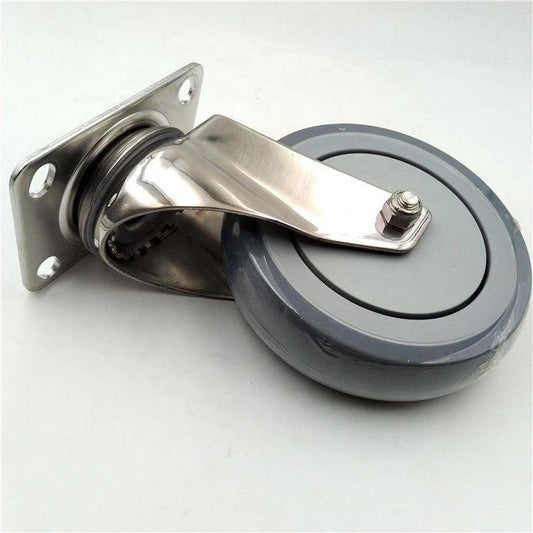 4" Stainless Steel Caster TPR Wheel - Top Plate Mount