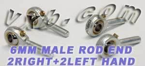 4 Male Rod End 6mm POS6 2 Right & 2 Left Hand Bearing