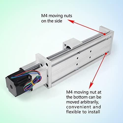 400mm Stroke CNC Linear Stage Motion Actuator, Double Optical Axis X Y Z Axis Linear Slide Rail Aluminum Alloy Cross Sliding Table SBR16 Linear Rail Guide SFU1605 Ballscrew for CNC