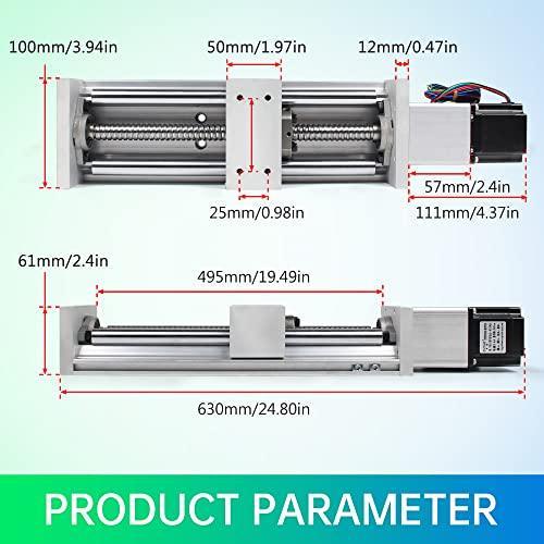 400mm Stroke CNC Linear Stage Motion Actuator, Double Optical Axis X Y Z Axis Linear Slide Rail Aluminum Alloy Cross Sliding Table SBR16 Linear Rail Guide SFU1605 Ballscrew for CNC