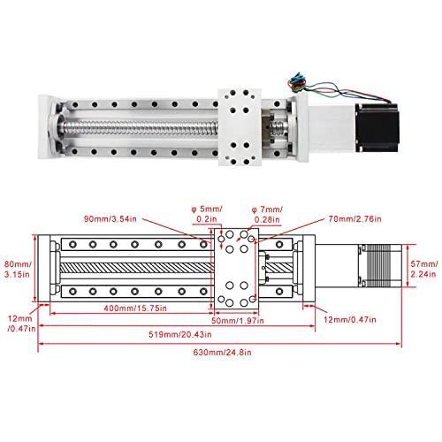 400mm Stroke CNC Linear Stage Motion Actuator X Y Z Axis Linear Slide Rail Aluminum Alloy Cross Sliding Table Linear Rail Guide SFU1605 Ballscrew+Nema23 57 Stepper Motor for CNC