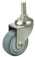 40mm Caster Wheel Threaded - Stem Stainless Steel TPR