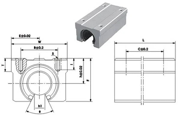 40mm Bearing Twin Block Slide unit Open Linear Motion