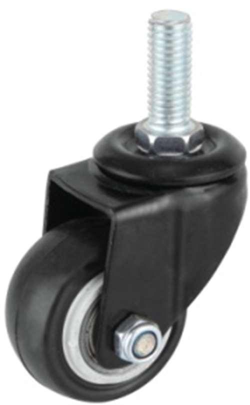 40mm Caster Wheel 44 Lbs - PVC M10 Threaded Stem