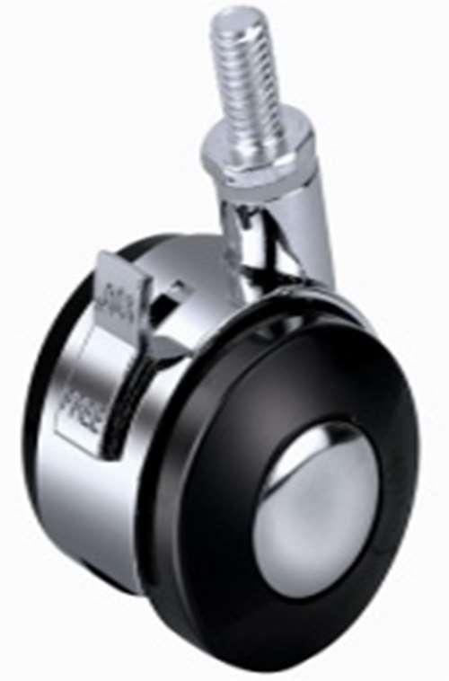 40mm Caster Wheel 55 Lbs - Brake Acrylonitrile Butadiene Styrene (Plastic) M6 Threaded Stem