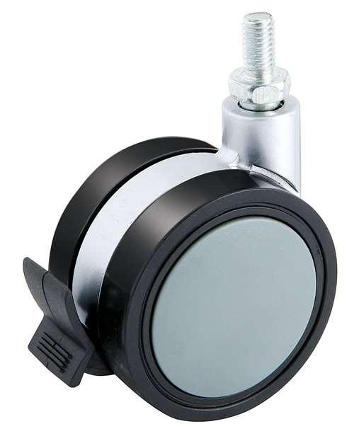 40mm Caster Wheel 55 Lbs - Brake Acrylonitrile Butadiene Styrene (Plastic) - Top Plate Mount