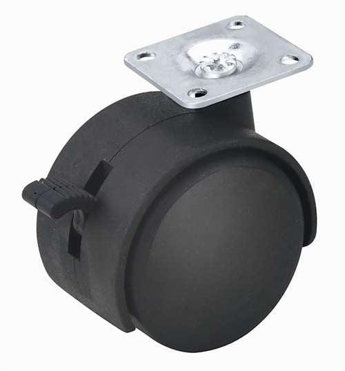 40mm Caster Wheel 55 Lbs - Brake Nylon - Top Plate Mount