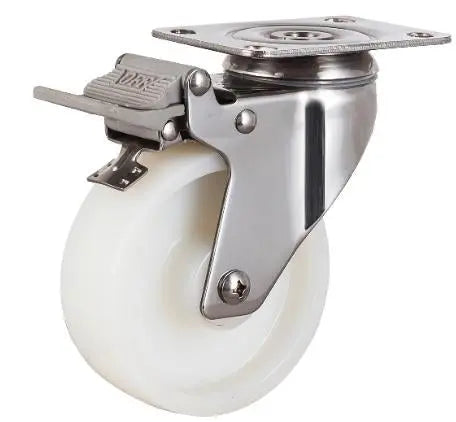 4"inch Caster Wheel - Brake - Stainless Steel Frame - Nylon Wheel