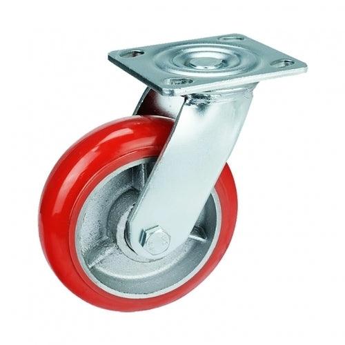 5"inch Heavy Duty Caster Wheel 661 Lbs Rotating+Brake+Fixed Iron core - PU - Top Plate Mount