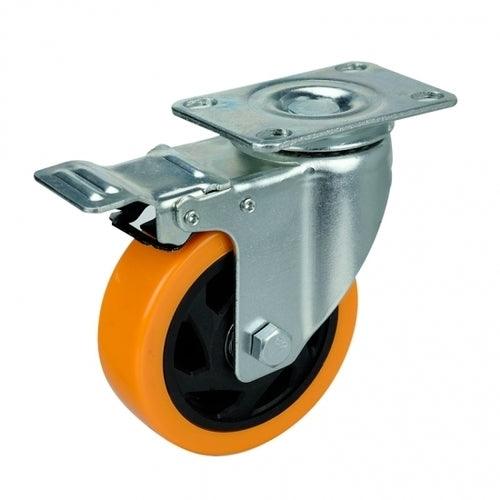 5"inch Caster Wheel - Brake - PVC - Top Plate Mount
