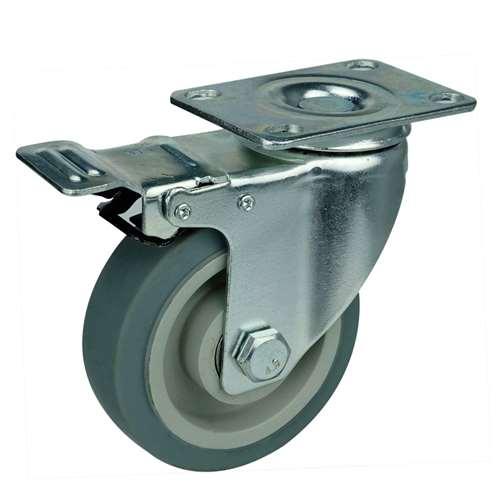 5"inch Caster Wheel 220 Lbs - Brake - TPR - Top Plate Mount