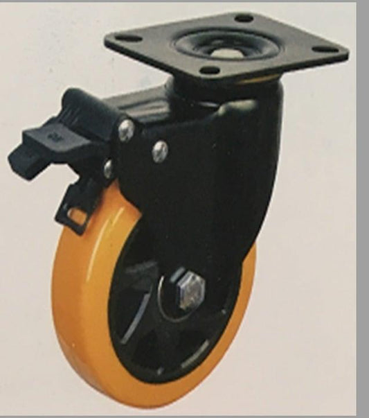 5"inch Caster Wheel 661 Lbs - Brake PU - Polypropylene - Top Plate Mount