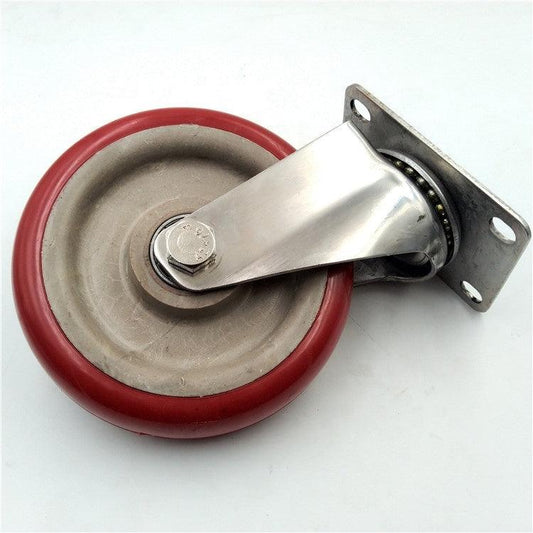 5" Stainless Steel Caster PU Wheel - Top Plate Mount