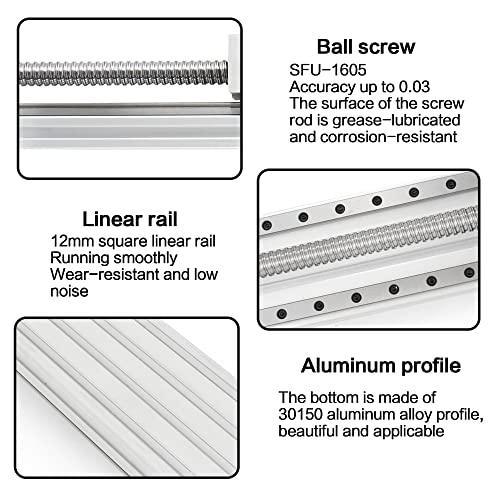 500mm Stroke CNC Linear Stage Motion Actuator X Y Z Axis Linear Slide Rail Aluminum Alloy Cross Sliding Table Linear Rail Guide SFU1605 Ballscrew+Nema23 57 Stepper Motor for CNC
