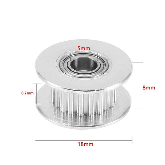5mm Bore 20 Teeth 6mm wide belt, Idler Pulley Aluminum W/Bearing for 3D Printer