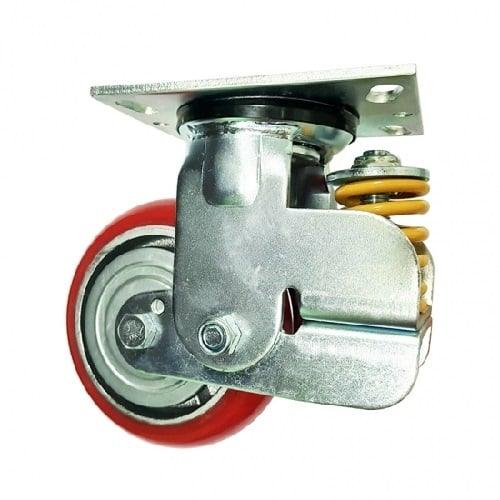 6"inch spring loaded Caster Wheel 661 Lbs - PU - Cast iron core - Top Plate Mount