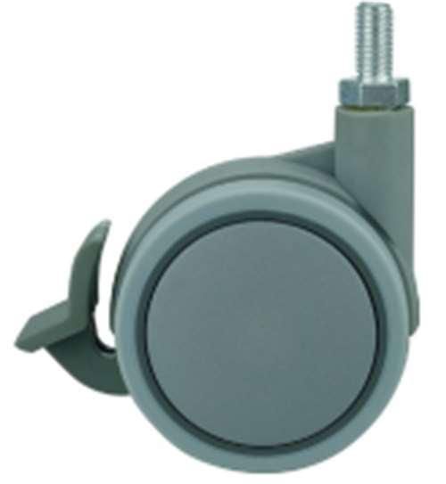 60mm Caster Wheel 66 Lbs - Brake Polypropylene M10 Threaded Stem