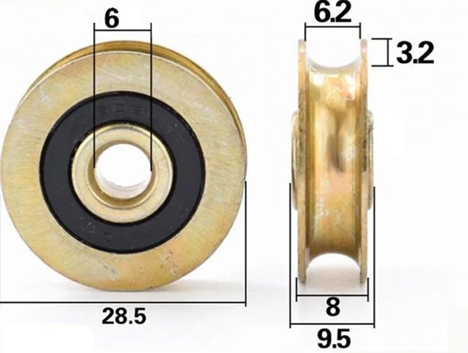 6mm Bore Bearing - 28.5mm Pulley U-Groove Track Roller Bearing 6.4x28.5x8mm