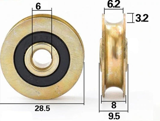 6mm Bore Bearing - 28.5mm Pulley U-Groove Track Roller Bearing 6.4x28.5x8mm