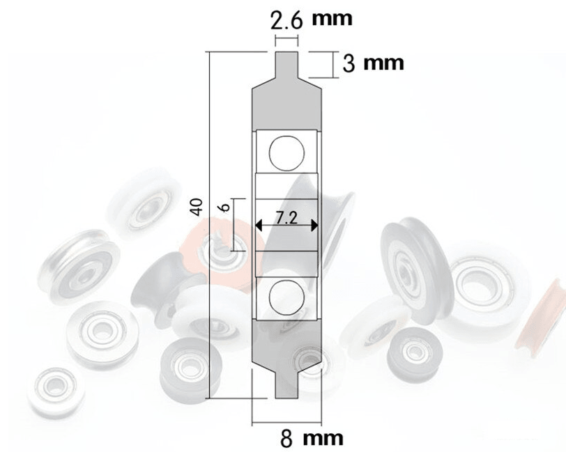 6mm Bore Bearing - 40mm pom plastic roller wheel Miniature Ball Bearing NYLON pulley 6x40x8mm