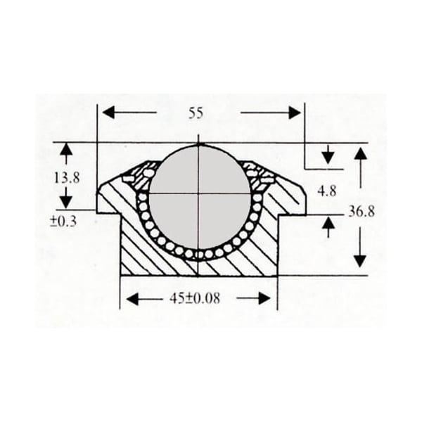 770 lbs Heavy Duty Machined Steel 45mm Drop-in Ball Transfer Unit