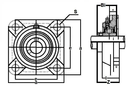 7/8" Bearing UCF205-14 + Square Flanged Cast Housing Mounted Bearing