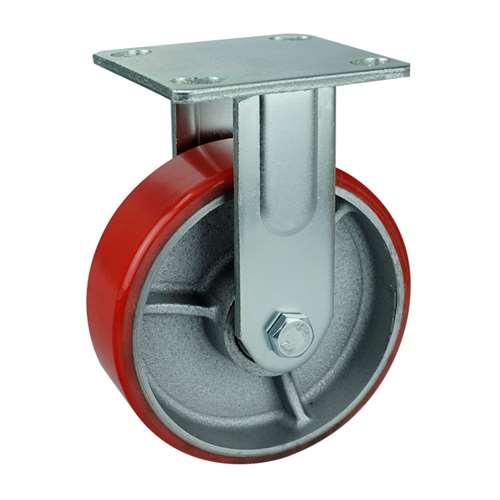 8"inch Heavy Duty Caster Wheel 1190 Lbs Fixed Cast Iron - PU - Top Plate Mount