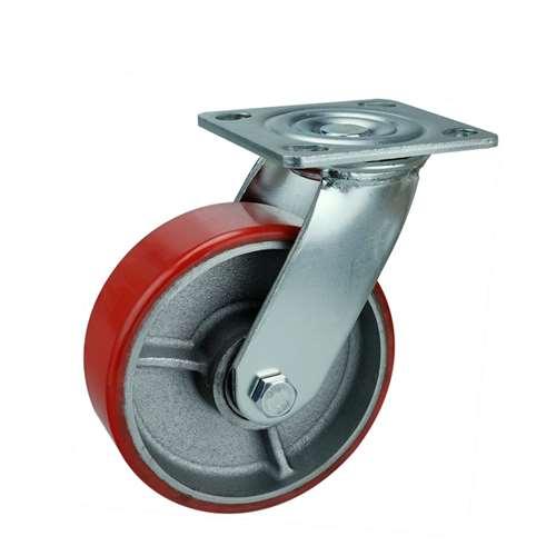 8"inch Heavy Duty Caster Wheel 1190 Lbs - Cast Iron - PU - Top Plate Mount