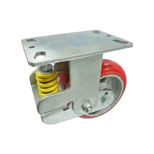 8"inch spring loaded Caster Wheel 772 Lbs Fixed PU - Cast iron core - Top Plate Mount