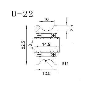 8mm Bore Bearing - 22.5mm Round Pulley U-Groove Shaft Sliding Ball Bearing 8x22.5x14.5mm