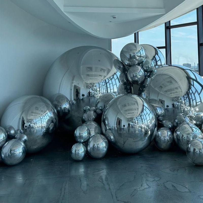 Inflatable Decoration Sphere - Silver Mirror Finish - 35cm Diameter Ball