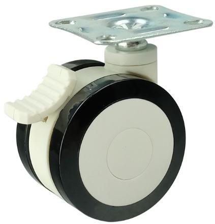 4"inch Medical Caster Wheel - Plate w/ Brake PU/ABS