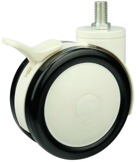 3"inch Medical Caster Wheel w/ Brake M12 Threaded Stem - PU/ABS