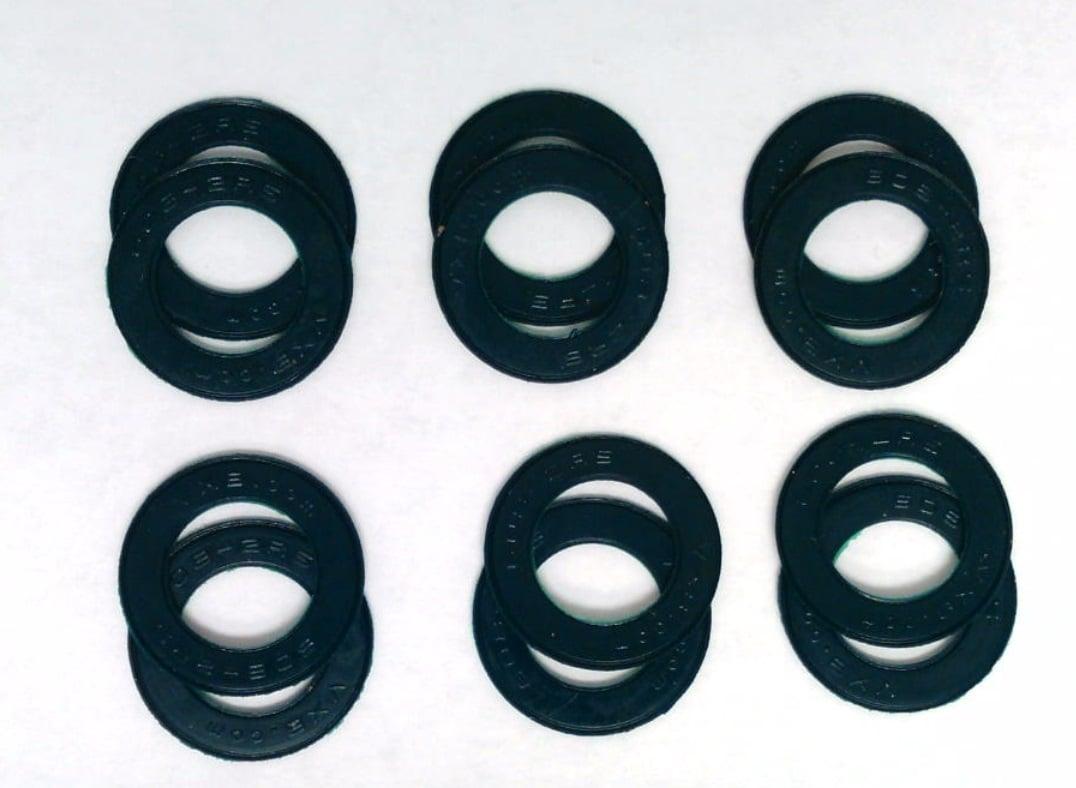 12-Pack Black Rubber Seals for 608 Skate Bearings
